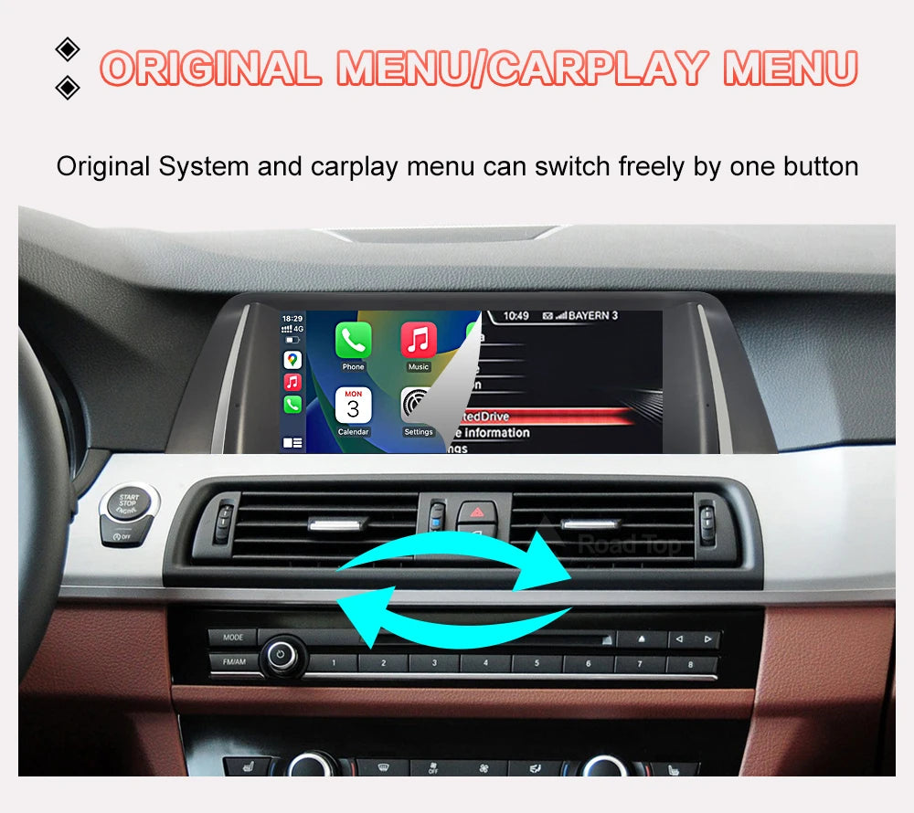 Wireless CarPlay Android Auto Car Radio Multimedia Player Linux Display Screen For BMW 5 Series F10 F11 2012-2017 CIC NBT