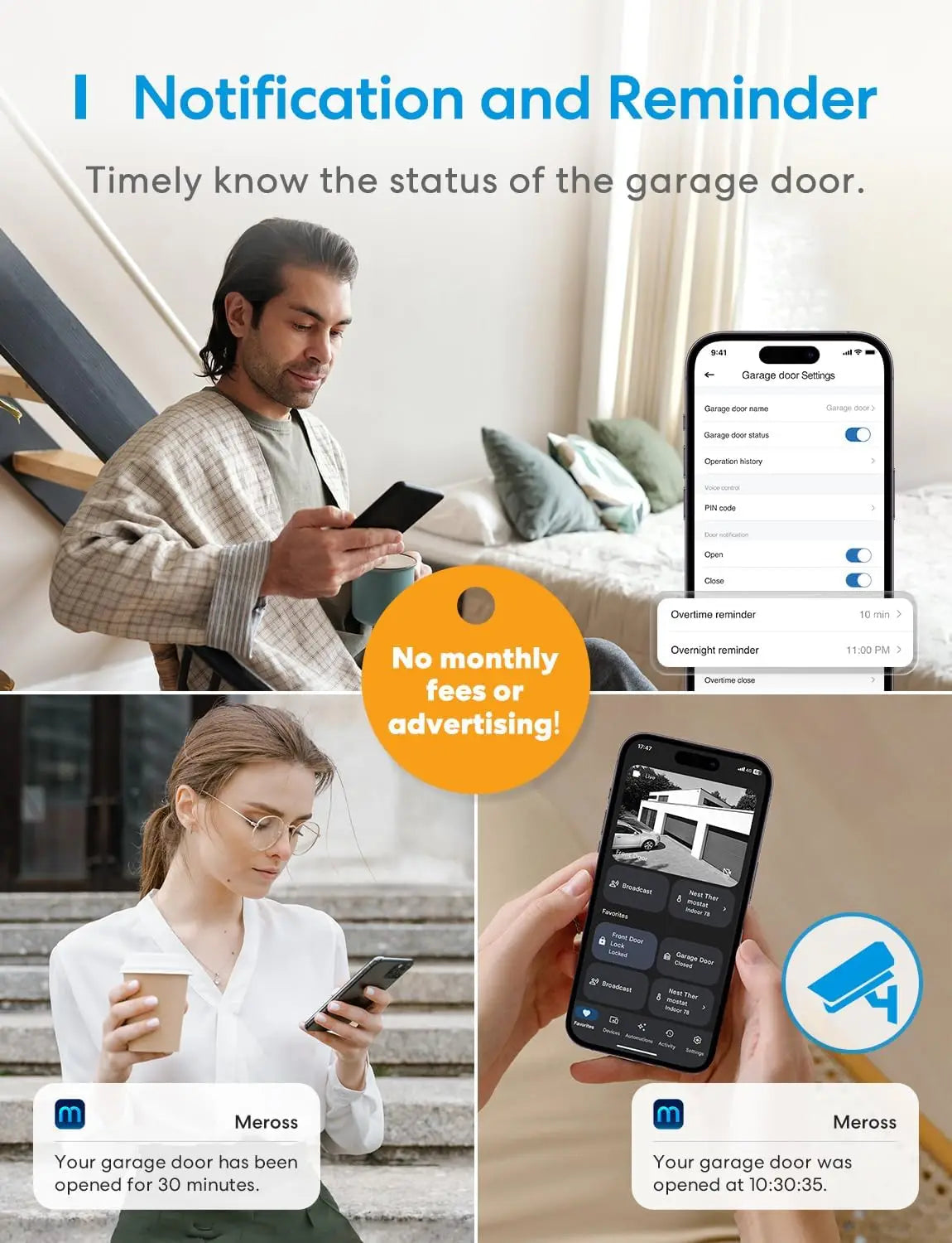 Smart Garage Door Opener Remote, Compatible with Apple HomeKit, Amazon Alexa,Multiple Notification Modes, No Hub Needed