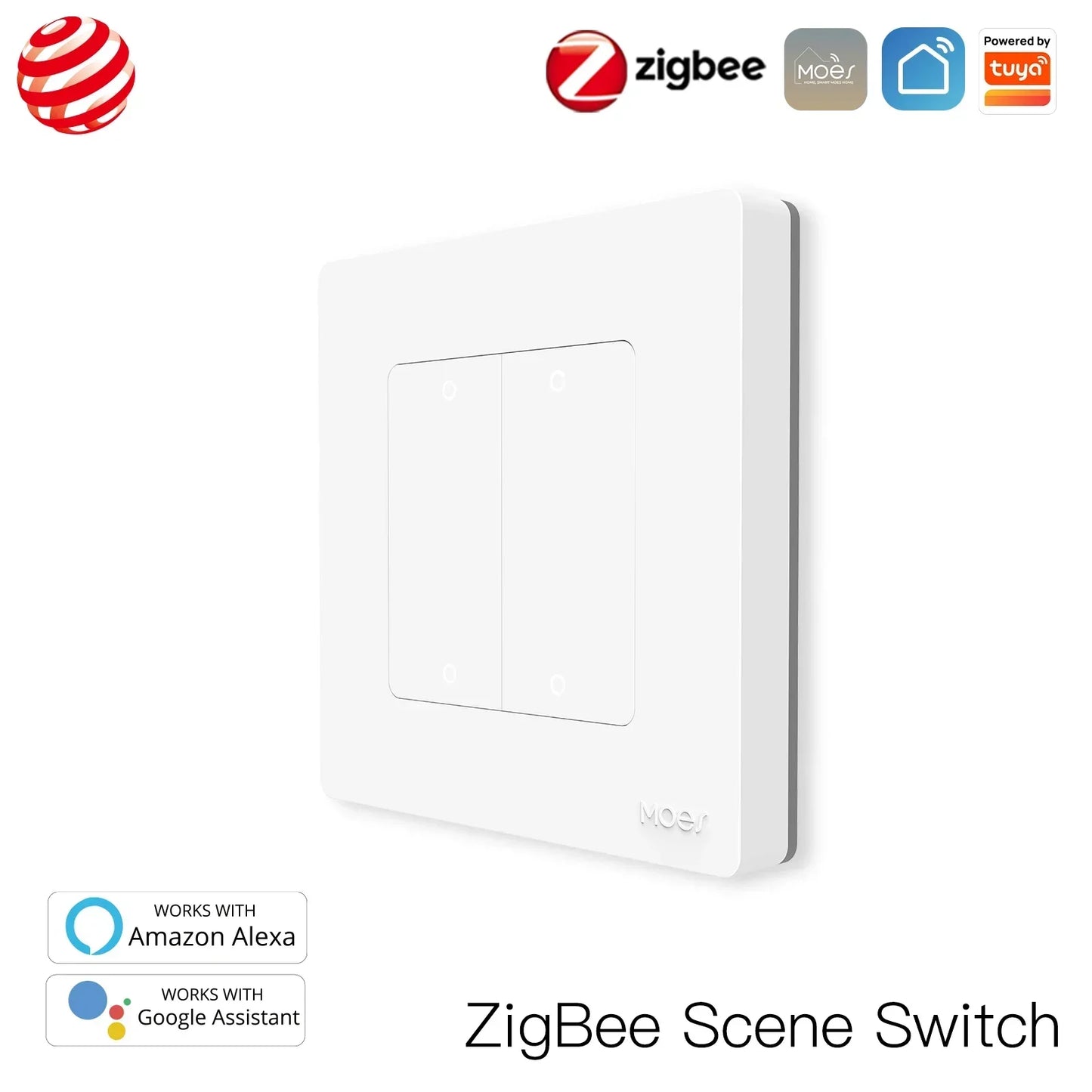 MOES Star Ring Switches ZigBee3.0 Tuya Smart Push Button Light / Scene Switch Smart Life APP Remote Control Alexa Google Voice