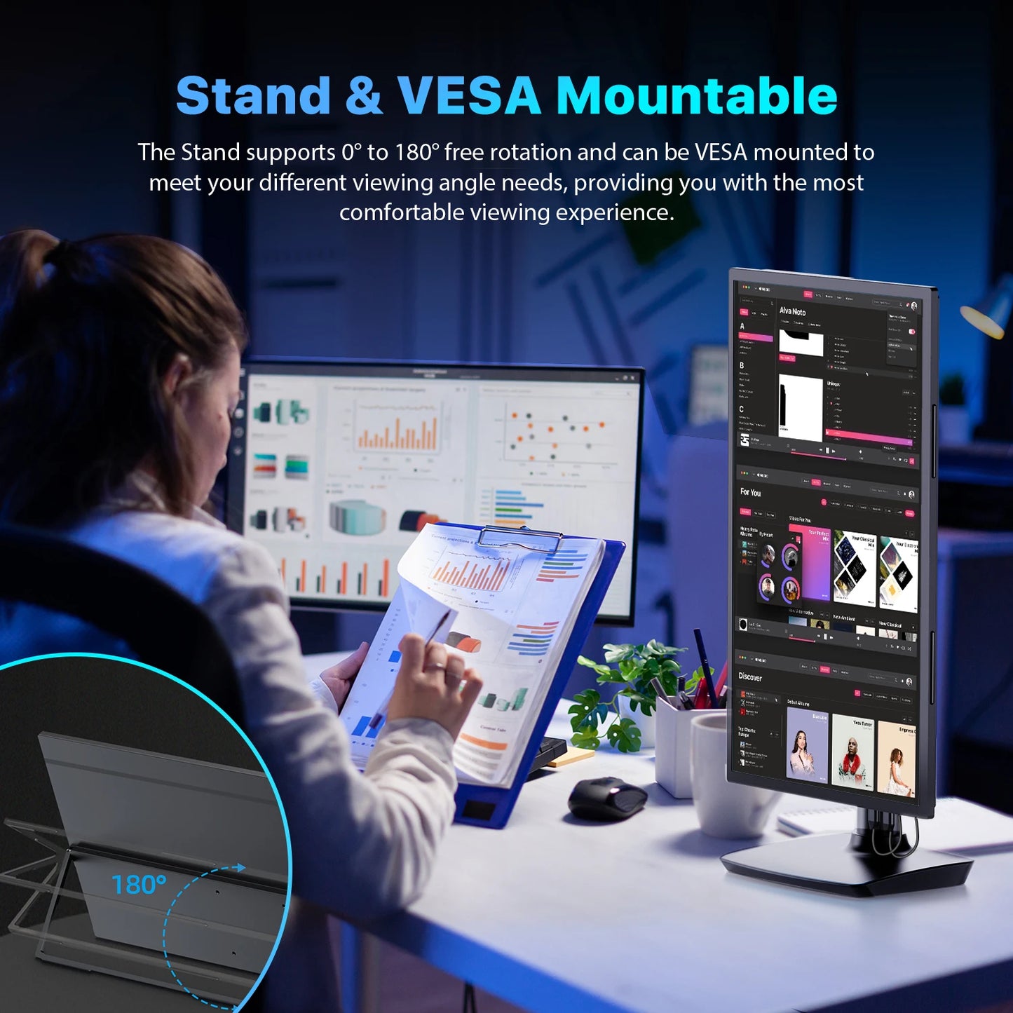 UPERFECT 18.4 Inch 4K UHD Portable Gaming Monitor HDR 3MS FreeSync IPS HDR Computer Display Bulit in Dual Speakers VESA OSD Menu