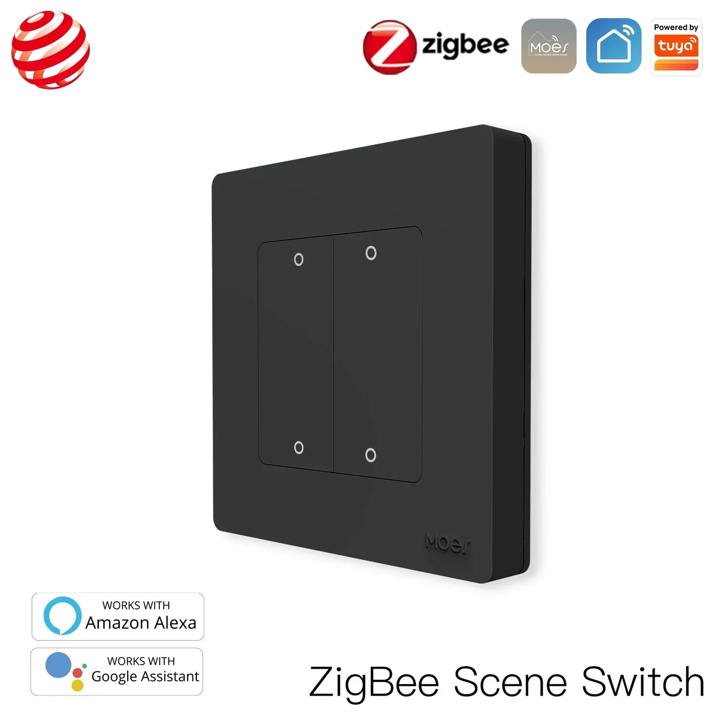 MOES Star Ring Switches ZigBee3.0 Tuya Smart Push Button Light / Scene Switch Smart Life APP Remote Control Alexa Google Voice
