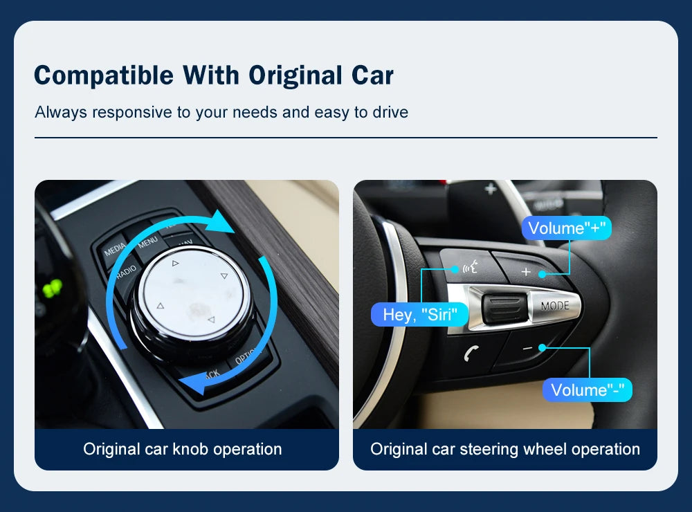 Road Top Wireless CarPlay Android Auto for BMW NBT EVO X5 F15 X6 F16 2014-2020 X1 F48 2016-2020 with Car Play Functions Airplay