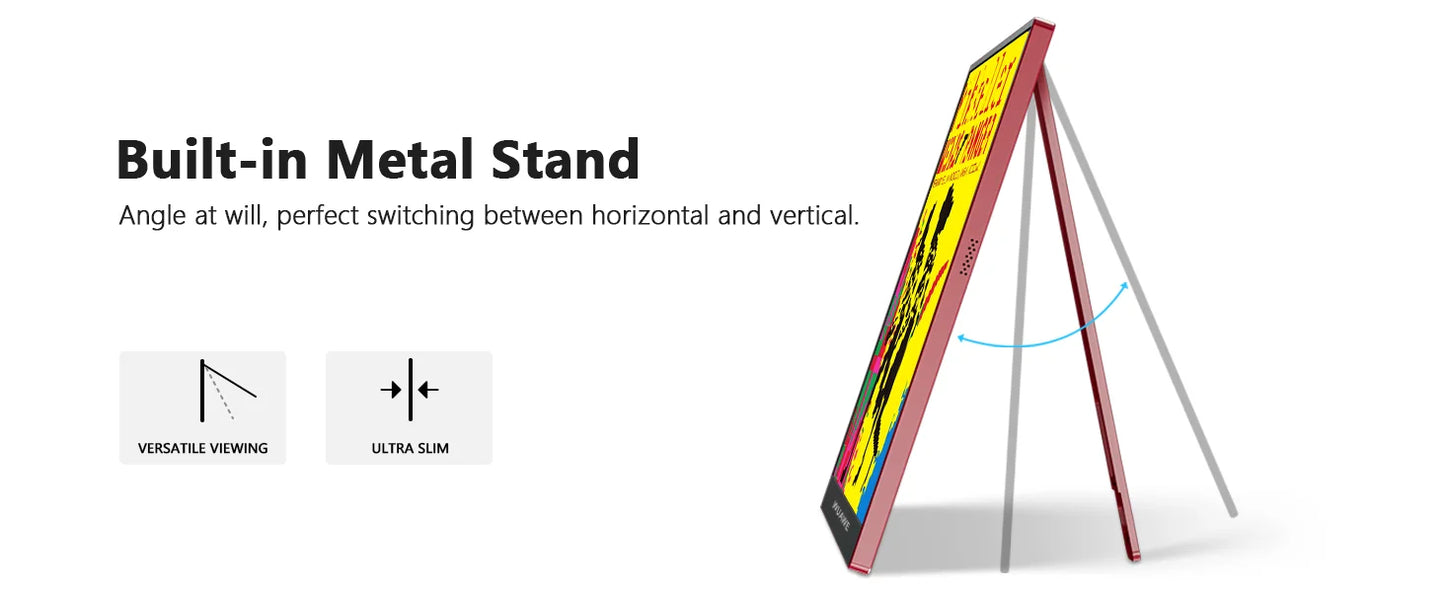 Christmas Gifts 16" 1200P 120Hz Portable Monitor, 16:10 100% sRGB Portable Gaming Monitor with Built-in Stand,HDR and Freensync,