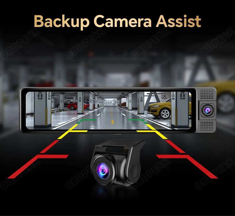 11.26 Inch 3 Camera 4K+1080P+1080P Video Recording Wifi Rearview Mirror Car DVRs Touch Screen Infrared Night Vision Car Dash Cam