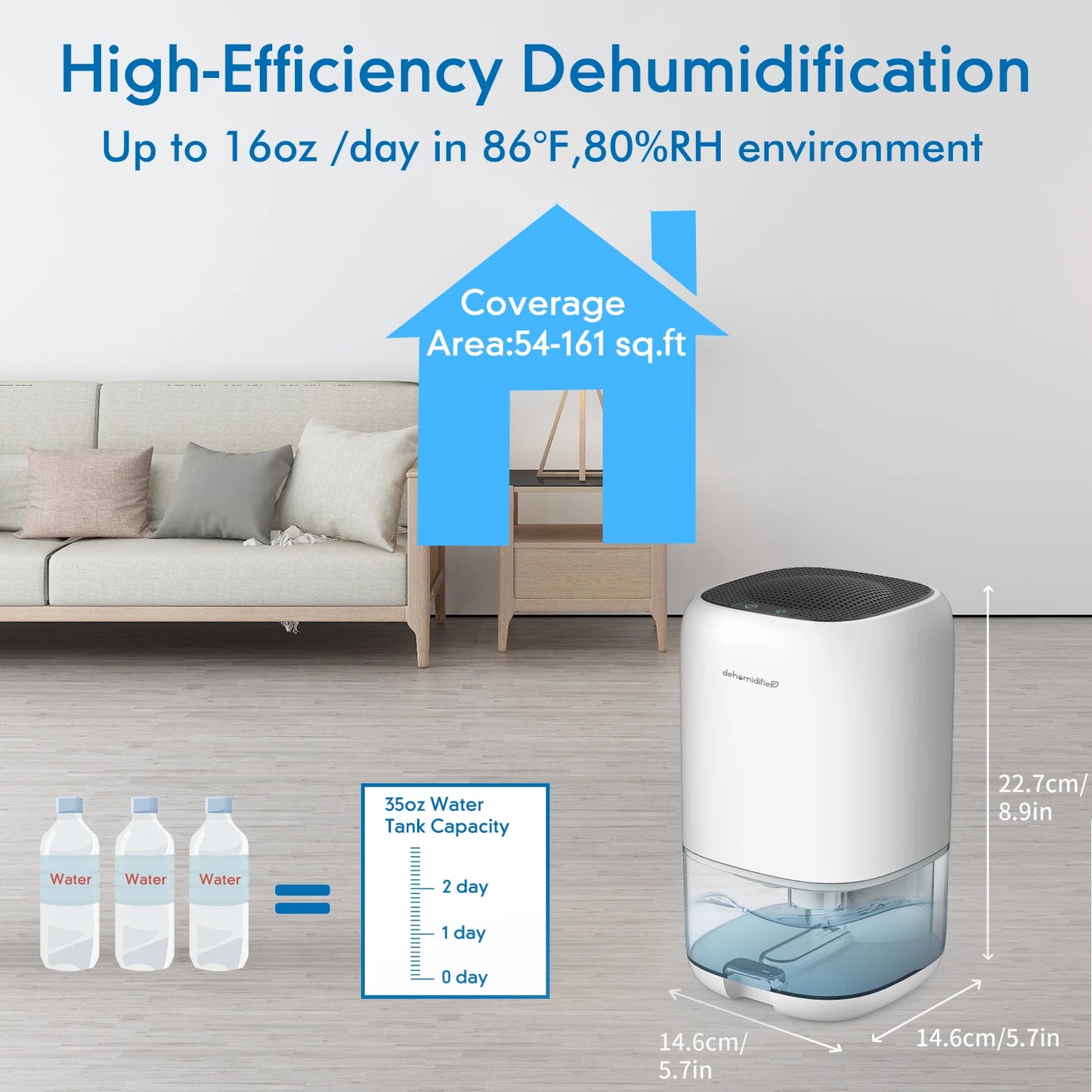 1000ML Air Dehumidifier for Bedroom Home Appliances with Air Filter  280 sq. ft Mini Portable Utral Quiet Auto Shut Off  Closet