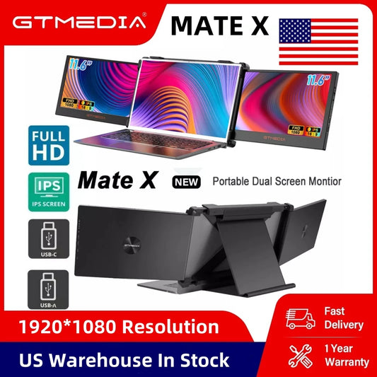 GTMEDIA 11.6in Portable Monitor Laptop Dual Screen Display 1920*1080 FHD IPS Extender Screen 1-5 Days Delivery From US Warehouse