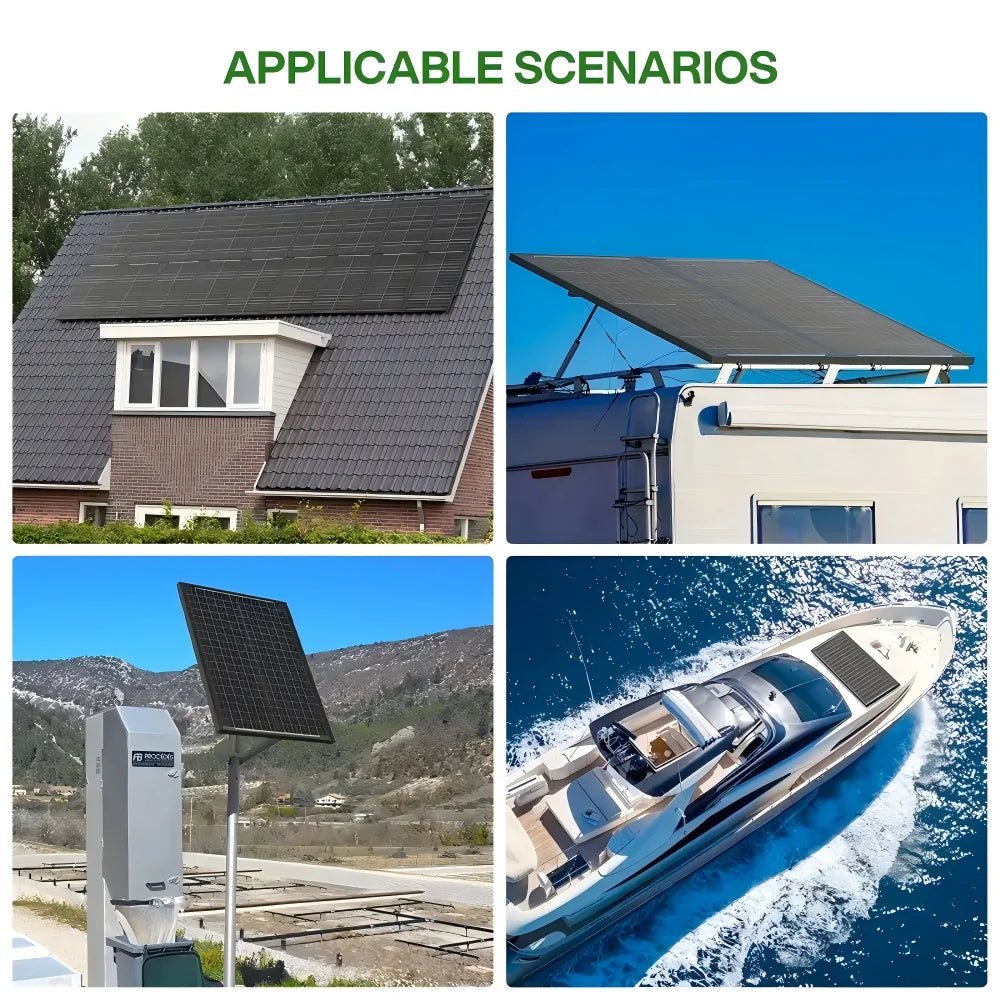 WERCHTAY 400W/200W/100W 12V Double Sided Solar Panels Monocrystalline 18BB Cells PV Power for Home Rooftop Camping