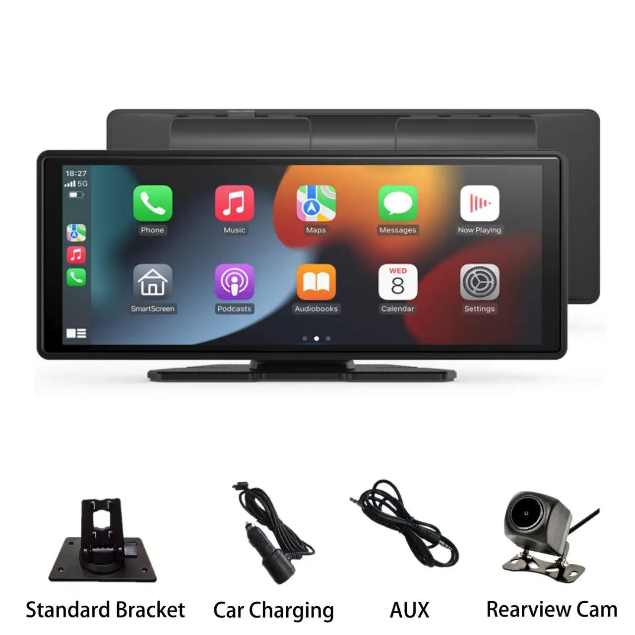 Portable Wireless Carplay Car Stereo, 10.26" inch HD Touchscreen for Car with CarPlay & Android Auto with Mirror Link/Backup Cam