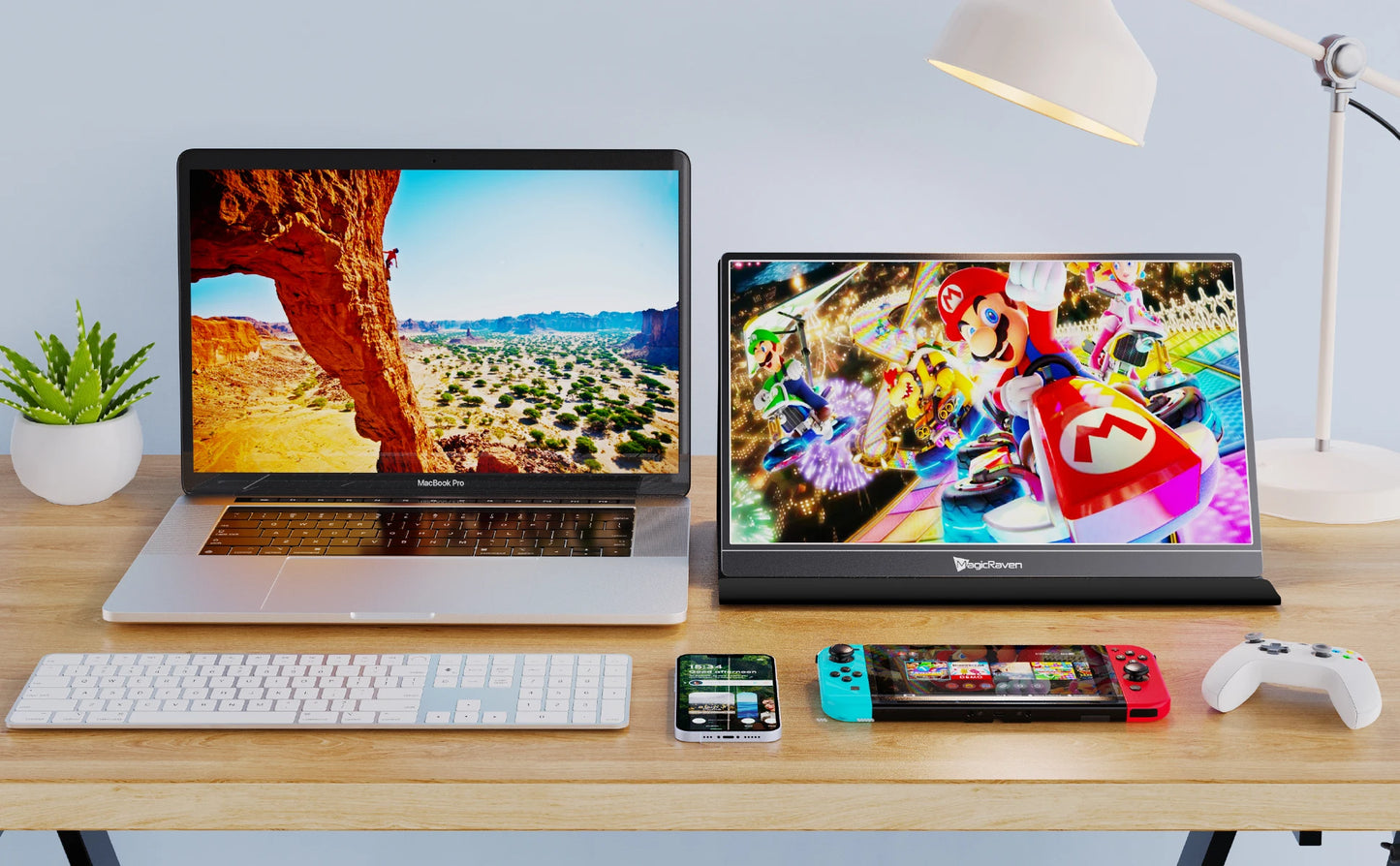 Amoudo 16 Inch 3840*2400P 60Hz Portable Monitor Dual USB C HDMI Second Computer Screen for PS4/5 Xbox Switch MAC PC Phone