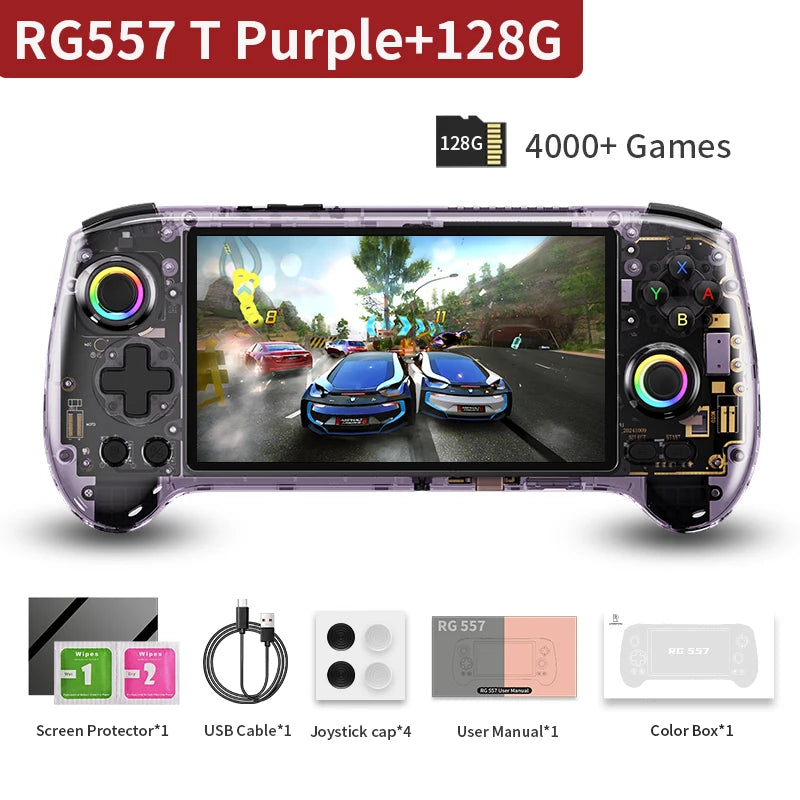 ANBERNIC RG557 Handheld Game Console Dimensity 8300 5.48 inch AMOLED RGB Lighting Retro Video Player Support FOTA WIFI Streaming