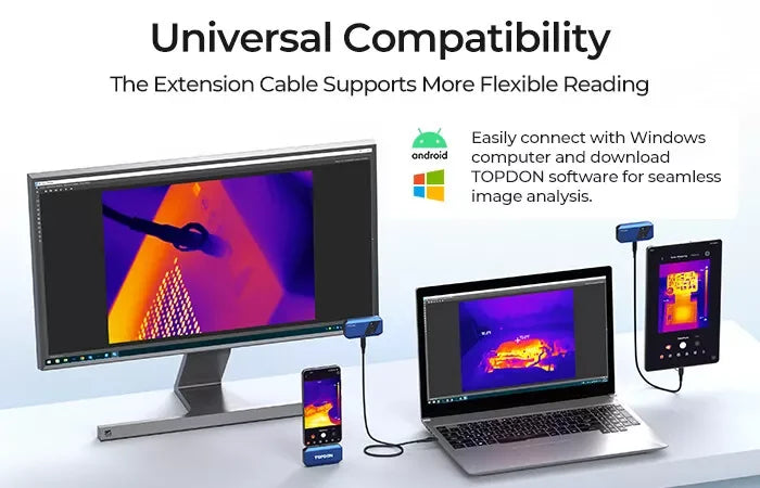 TOPDON TC001 Plus Thermal Camera 256*192 Pixels 100W Visible Light Lens High Resolution Infrared Handheld for Android Tablet