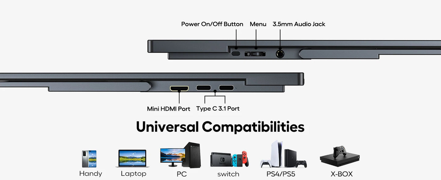 UPERFECT 18.5" Touchscreen Smart Portable Monitor with Metal Frame FreeSync 100%sRGB HDR 120Hz Gaming Screen Extender for Laptop