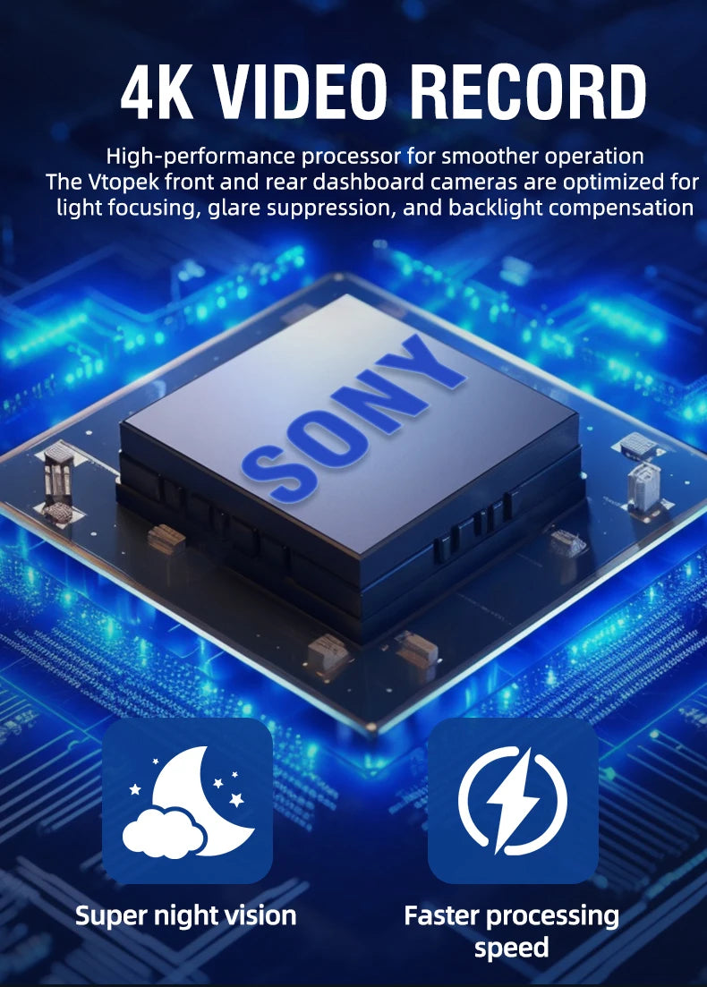 QOZ 4K WIFI Dash Cam Front Camera Dual Lens Dashcam Car DVR Video Recorder with GPS Night Vision 24H Parking for Car