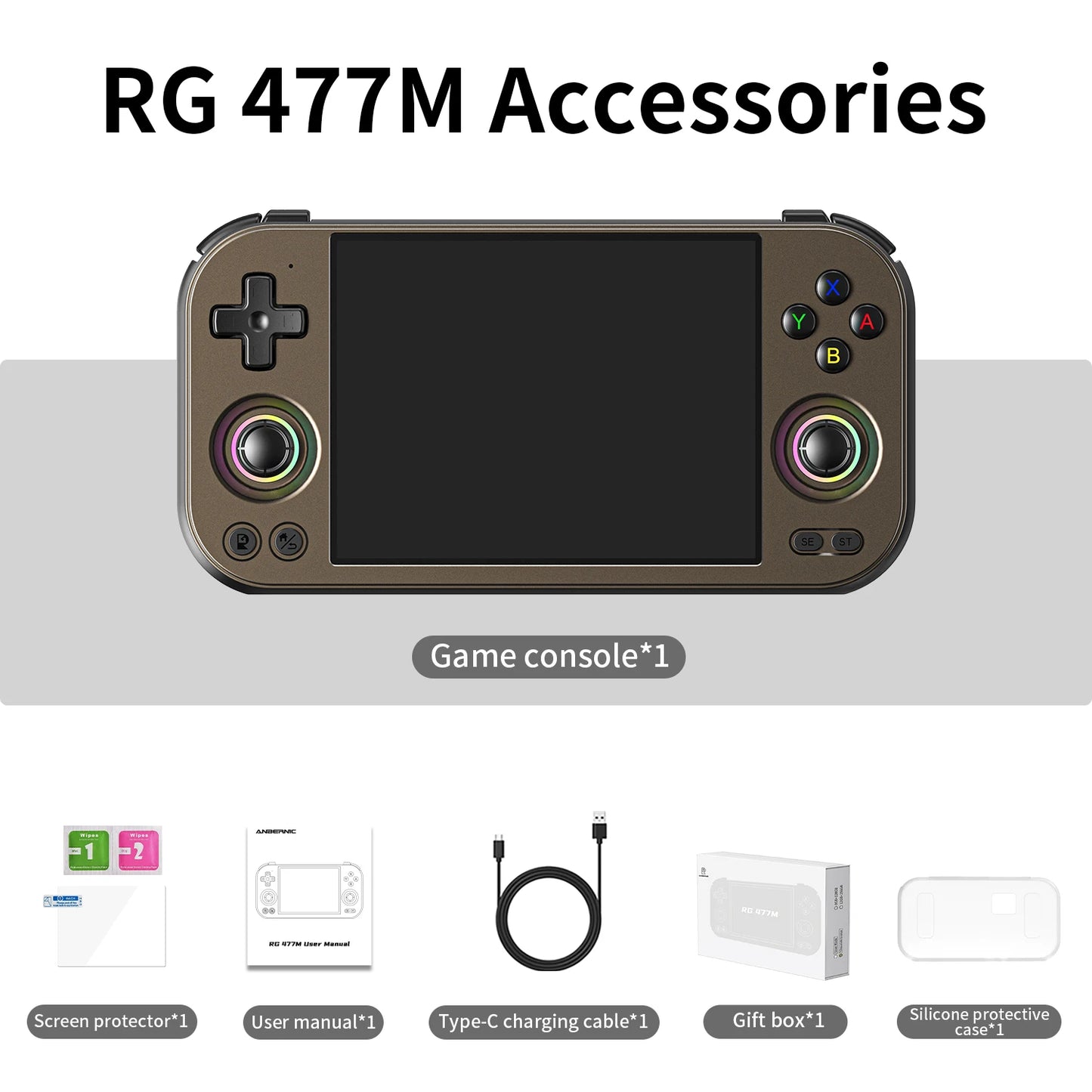 ANBERNIC RG 477M Retro Handheld Game Console Android 14 4.7 Inch LTPS In-Cell Aluminum Alloy CNC Video Gaming Player RG477M