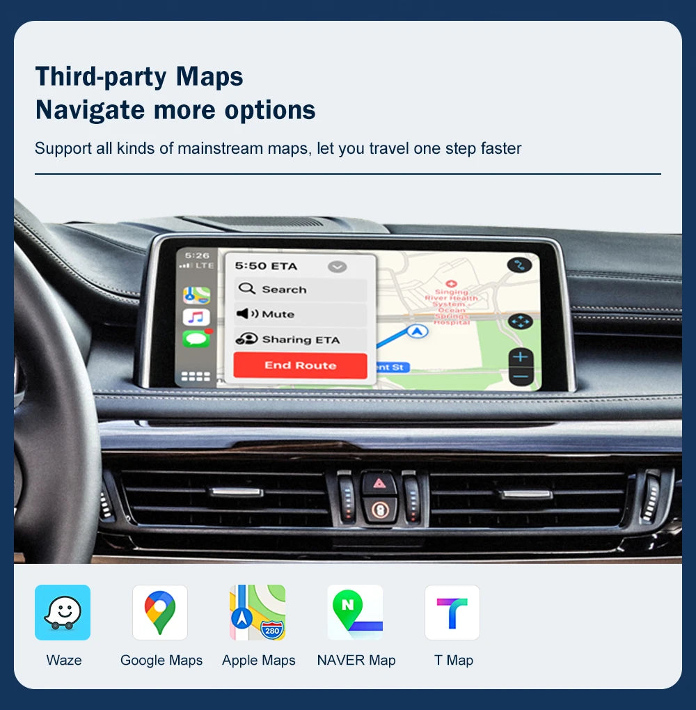 Road Top Wireless CarPlay Android Auto for BMW NBT EVO X5 F15 X6 F16 2014-2020 X1 F48 2016-2020 with Car Play Functions Airplay