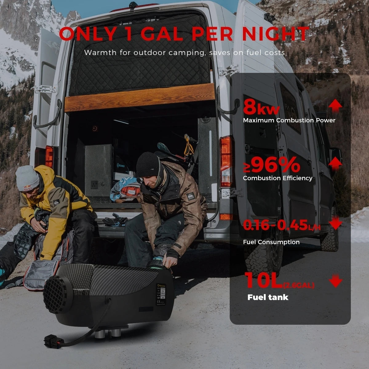 8KW portable Diesel Air Heater 12V&24V Bluetooth App,Constant temperature,ultra Low Noise Night Heater for RV tent campervan