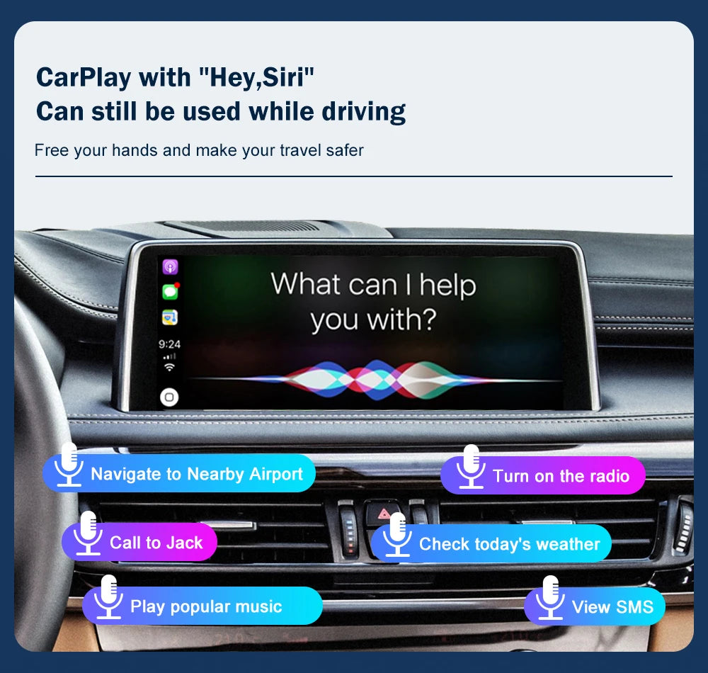 Road Top Wireless CarPlay Android Auto for BMW NBT EVO X5 F15 X6 F16 2014-2020 X1 F48 2016-2020 with Car Play Functions Airplay