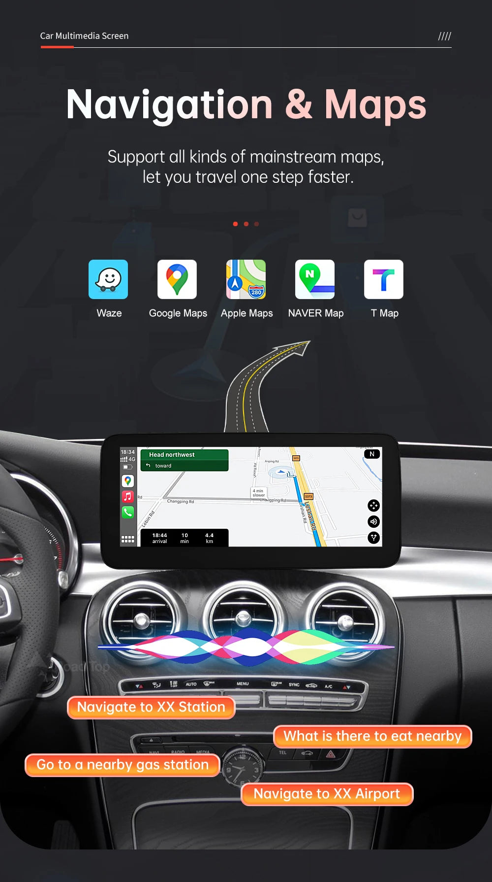 Linux Multimedia Screen Wireless CarPlay Android Auto for Mercedes-Benz W205 W176 GLC A C V Class W447 CLA GLA 2015-2018 NTG5.0