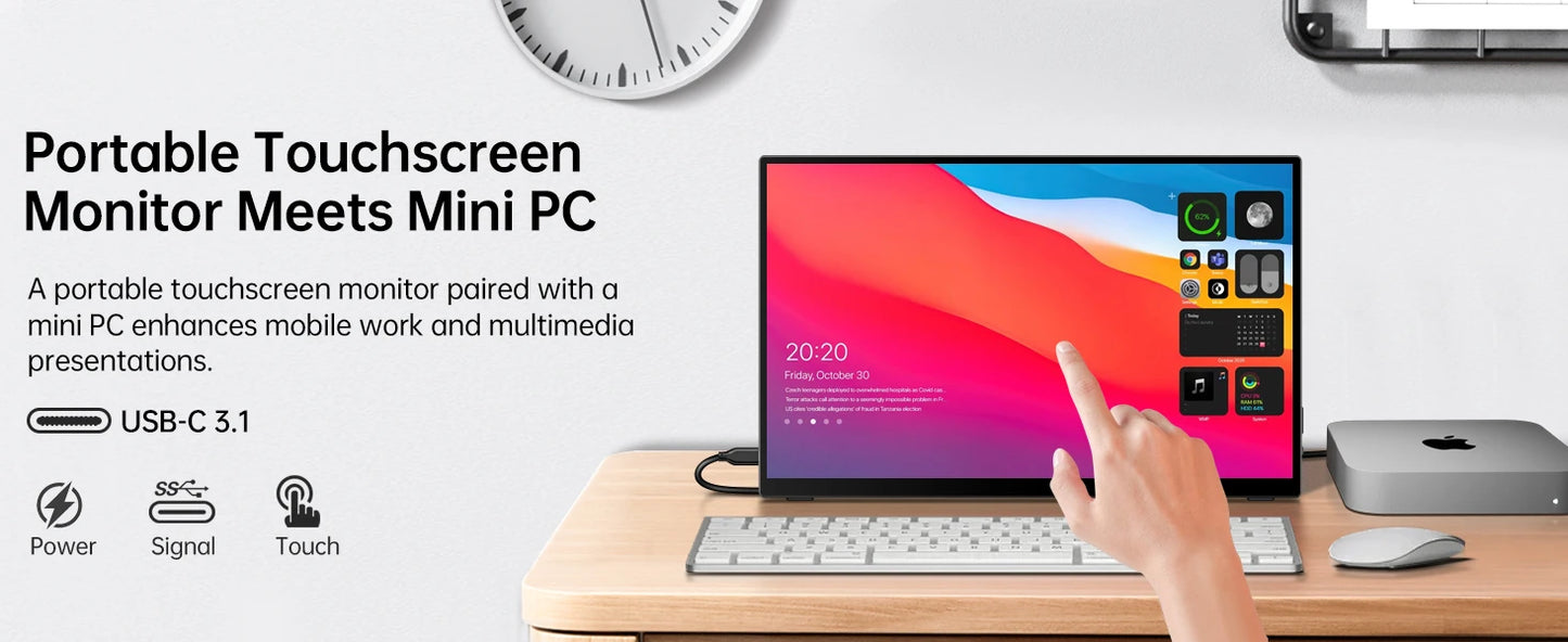 UPERFECT 18.5" TouchScreen Portable Monitor 120Hz 1MS Gaming Display 400Nits With FreeSync HDR VESA For Laptop Phone Xbox PS4/5