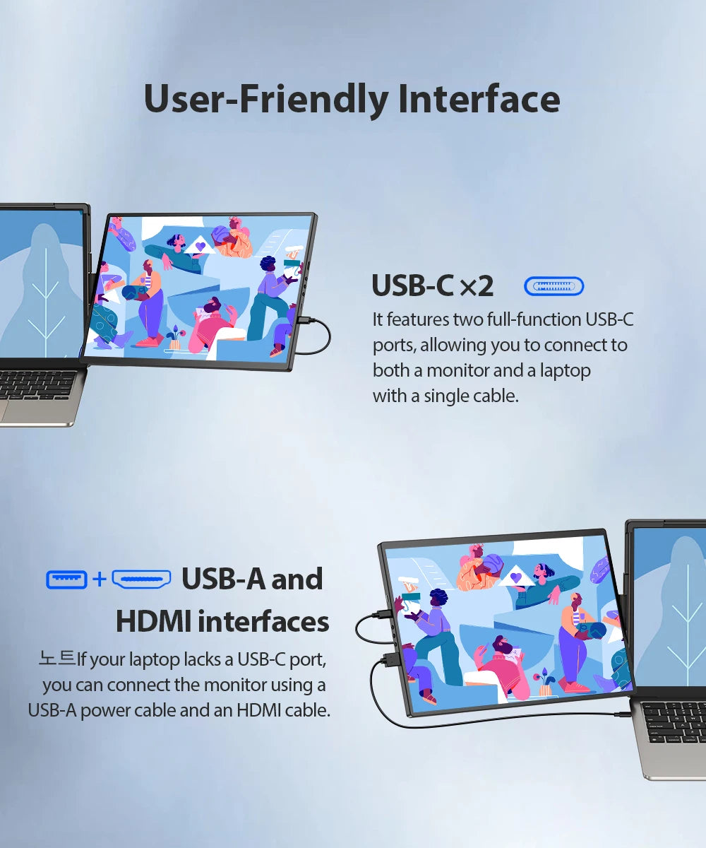 UPERFECT 14" 2K Triple Portable Monitor 2240x1400 QHD IPS Dual Display with Rotation Kickstand Laptop Screen Extender for MacOS