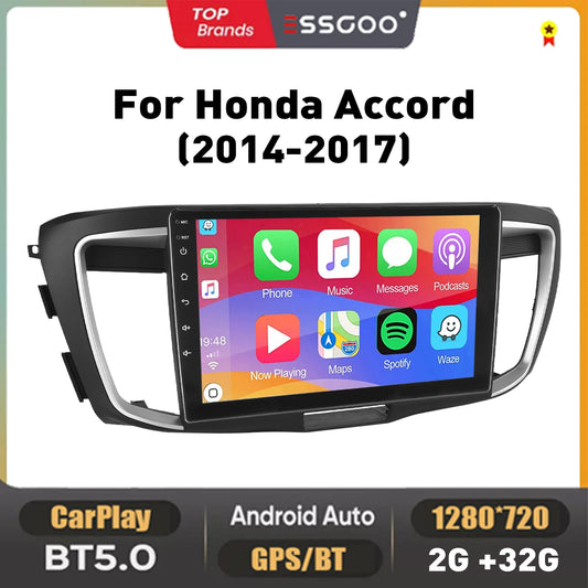2+32G Apple Carplay For Honda Accord 2014-2017 Android 14 10" Car Stereo GPS Navigation Bluetooth FM/RDS Radio IPS Touch Screen