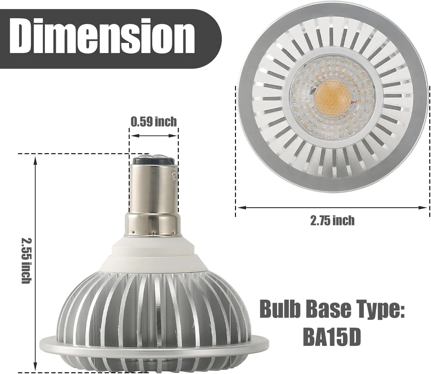AR70 LED Light Bulb BA15D B15 Base,AC/DC12V Input, 7W 500lm for Home Household Commercial Lighting, 50W Halogen Lamp Replacement