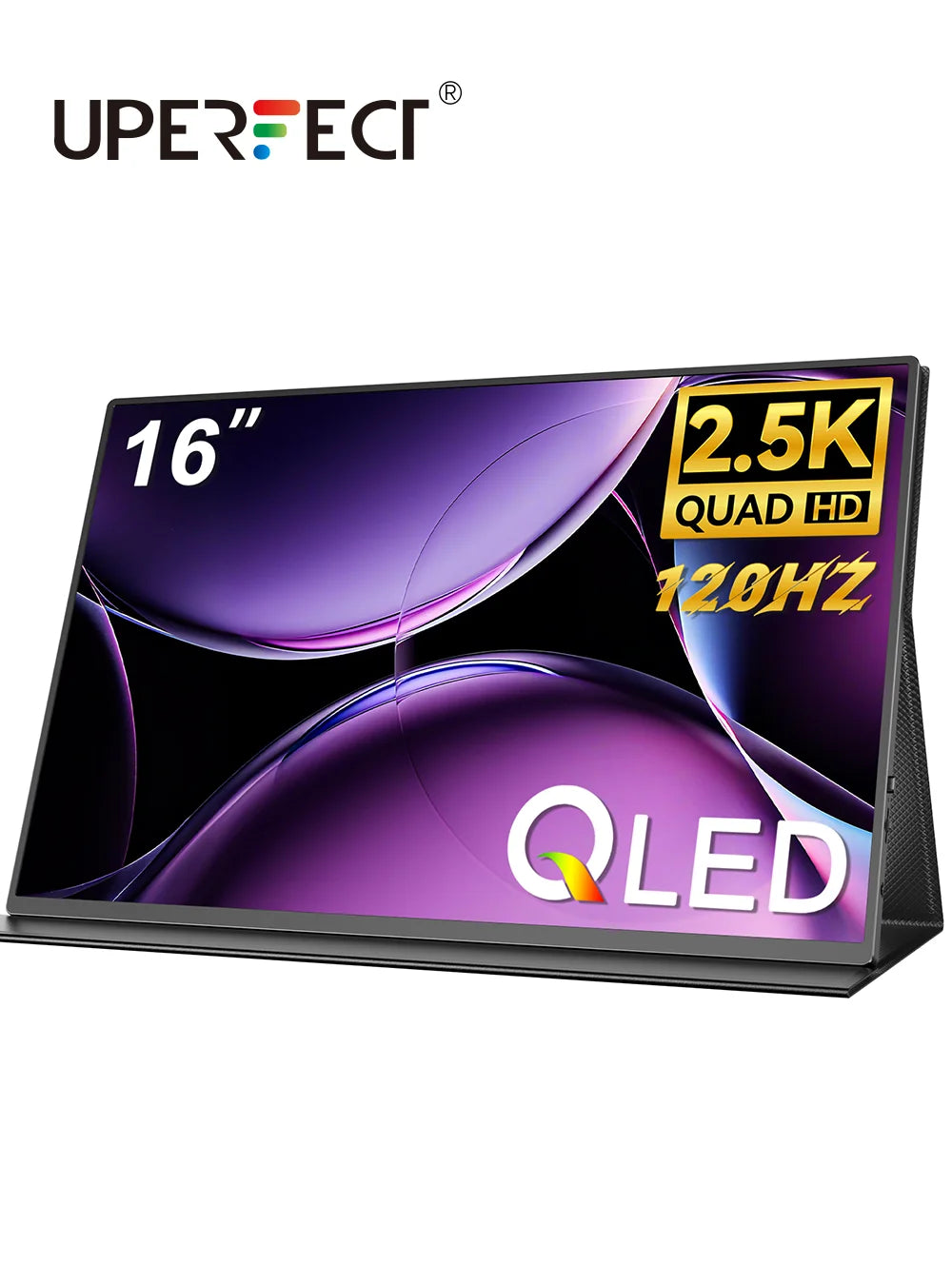 UPERFECT QLED 2.5K Portable Monitor Upgraded 16" 8 Bits Matte IPS HDR Eye Care Screen Gaming Laptop Display w/ HDMI Type-C VESA