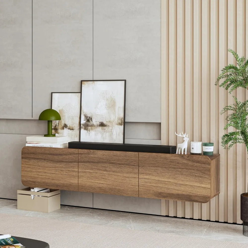 TV Stand for 75 Inch TV, Wall Mounted Entertainment Center, Modern Media Console, Mid Century Modern TV Stand 65 Inch