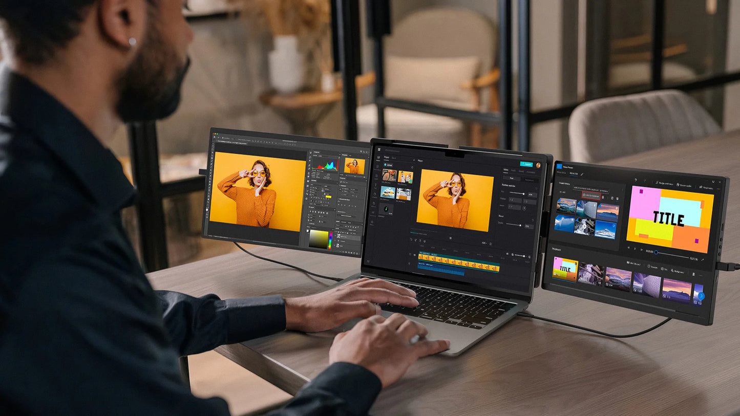 EVICIV 2K Laptop Screen Extender 14" QHD 1440P Portable Triple Monitor with 180° Automatic Rotation for Wins Mac Dex Chrome Work