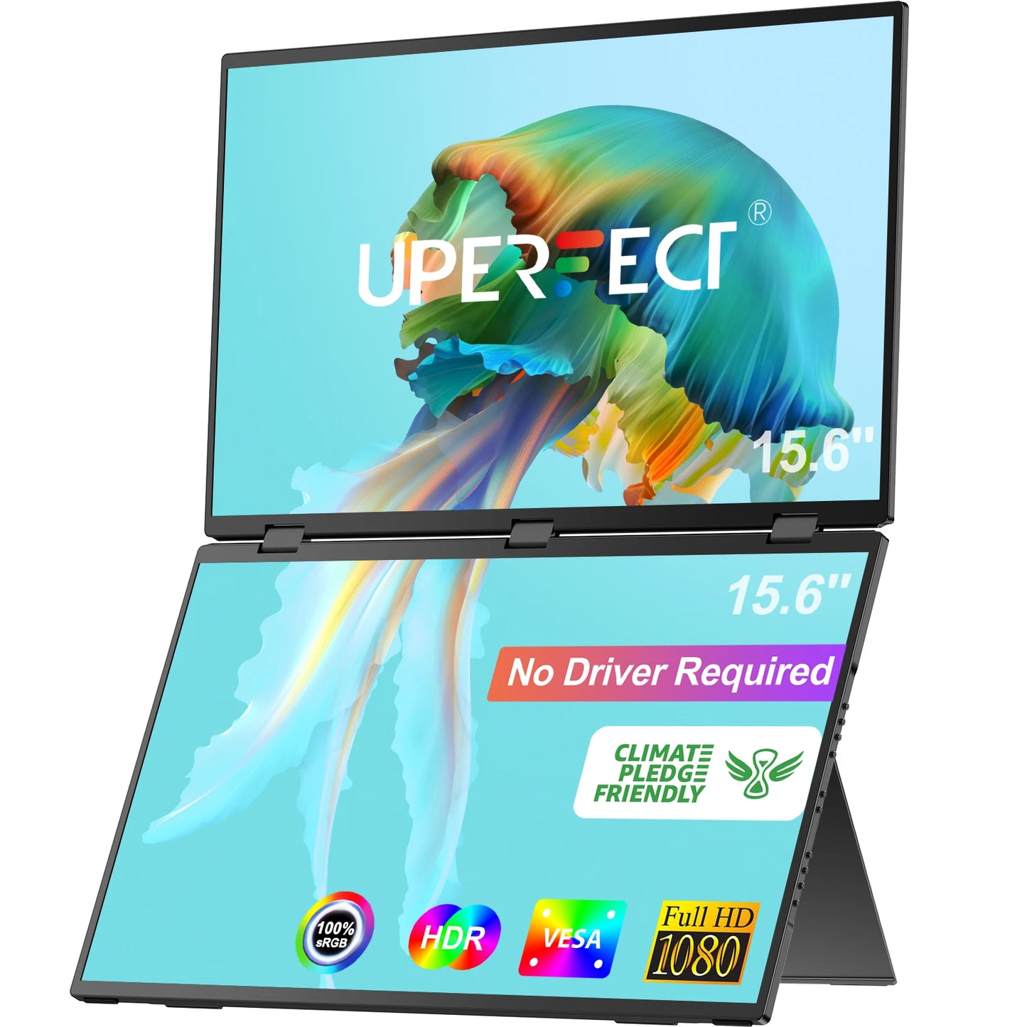 UPERFECT Triple Screen 15.6"/18.5“ Portable Foldable Monitor Dual Screen with Stand Extender 1080P FHD IPS for Laptop Windows