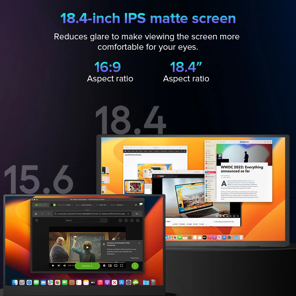 UPERFECT 18.4 Inch 4K UHD Portable Gaming Monitor HDR 3MS FreeSync IPS HDR Computer Display Bulit in Dual Speakers VESA OSD Menu