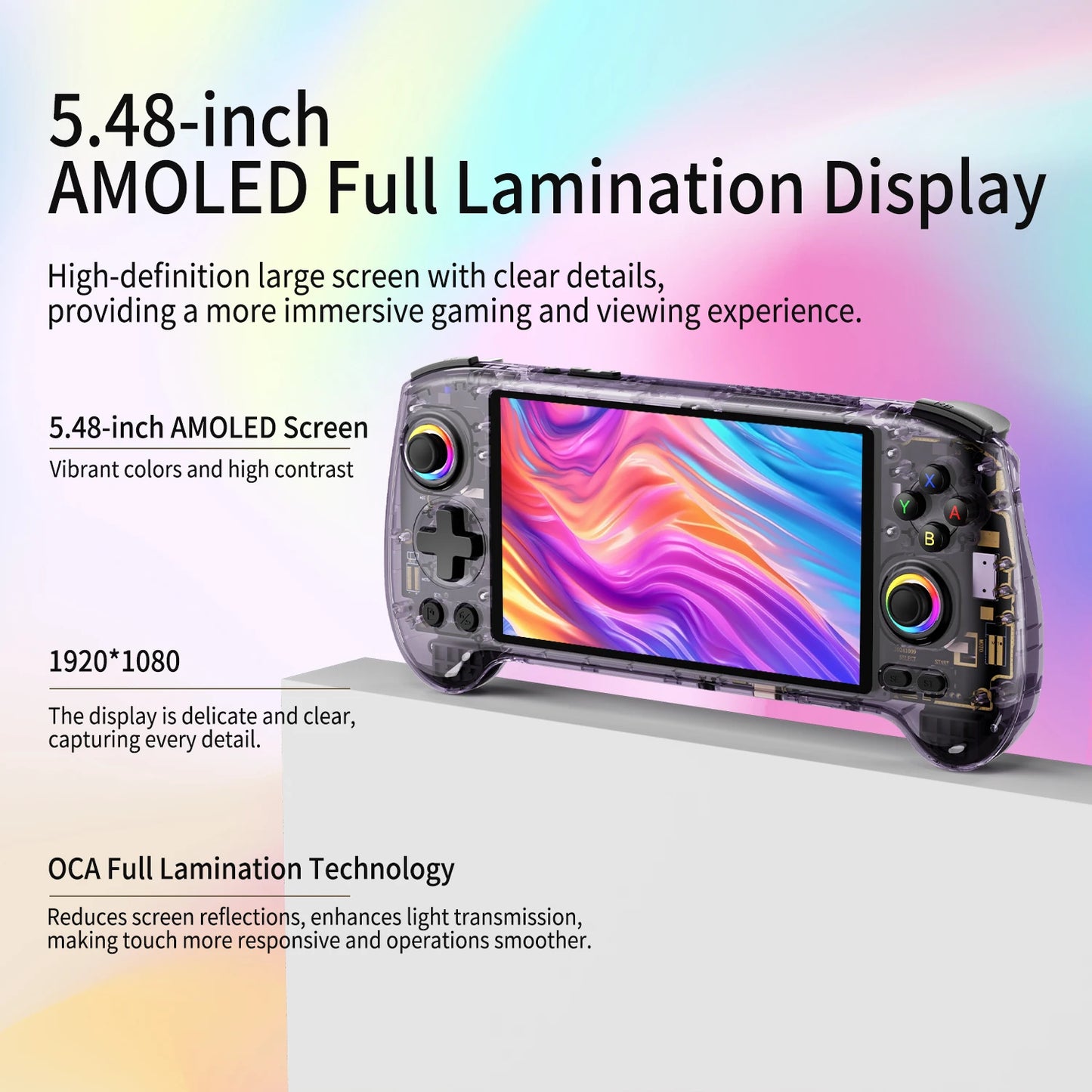 ANBERNIC RG557 Handheld Game Console Dimensity 8300 5.48 inch AMOLED RGB Lighting Retro Video Player Support FOTA WIFI Streaming