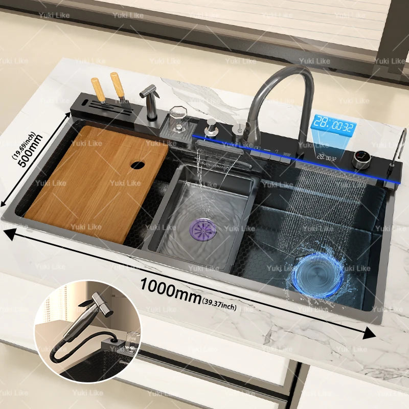 Stainless Steel kitchen Sinks Dishwashing and Vegetable Slot Multifunctional Household Basin Large Single Sink