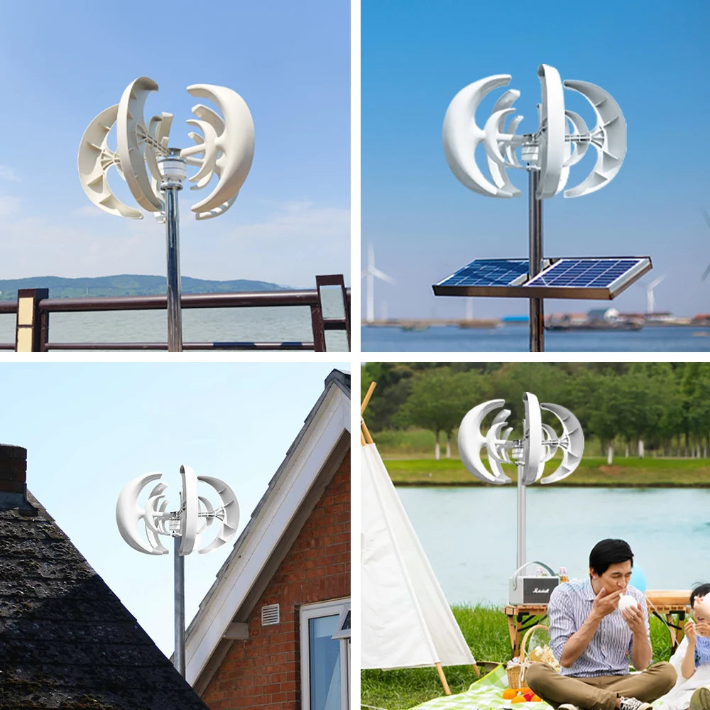 5000W 48V Vertical Axis Wind Turbine Windmill Energy Charging Home Camping With Solar Lithium Battery System
