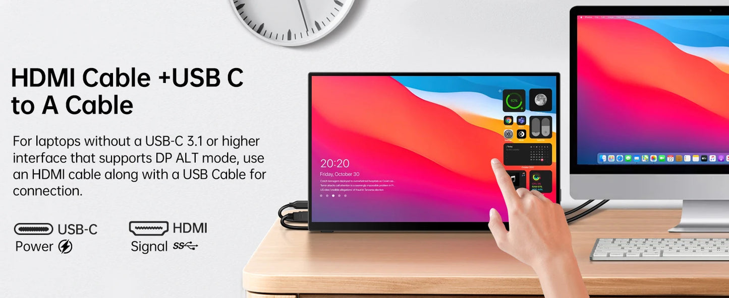 UPERFECT 18.5" TouchScreen Portable Monitor 120Hz 1MS Gaming Display 400Nits With FreeSync HDR VESA For Laptop Phone Xbox PS4/5