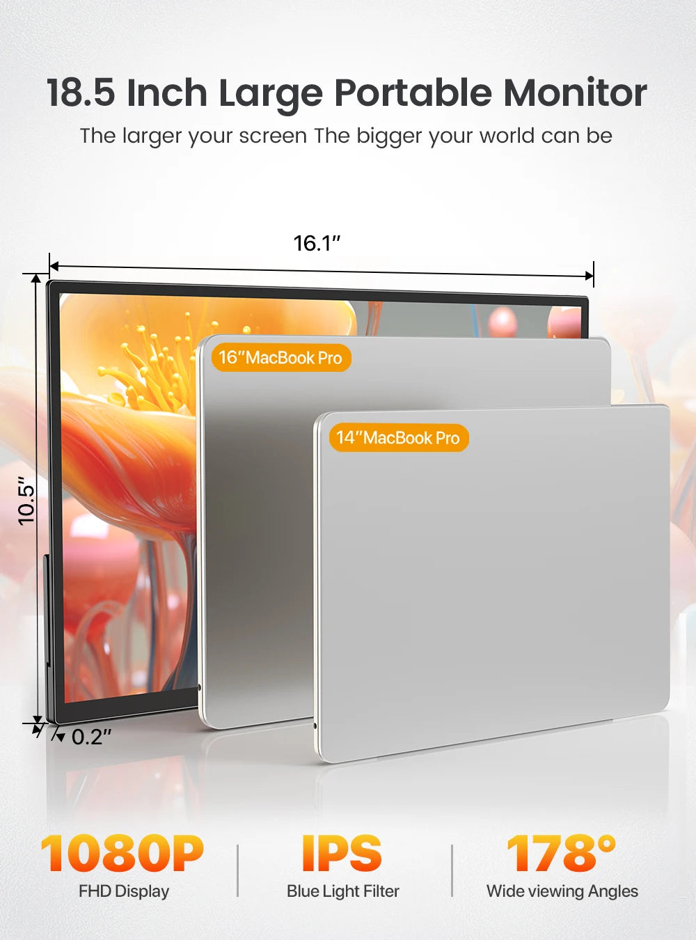 UPERFECT 18.5" Touchscreen Smart Portable Monitor with Metal Frame FreeSync 100%sRGB HDR 120Hz Gaming Screen Extender for Laptop