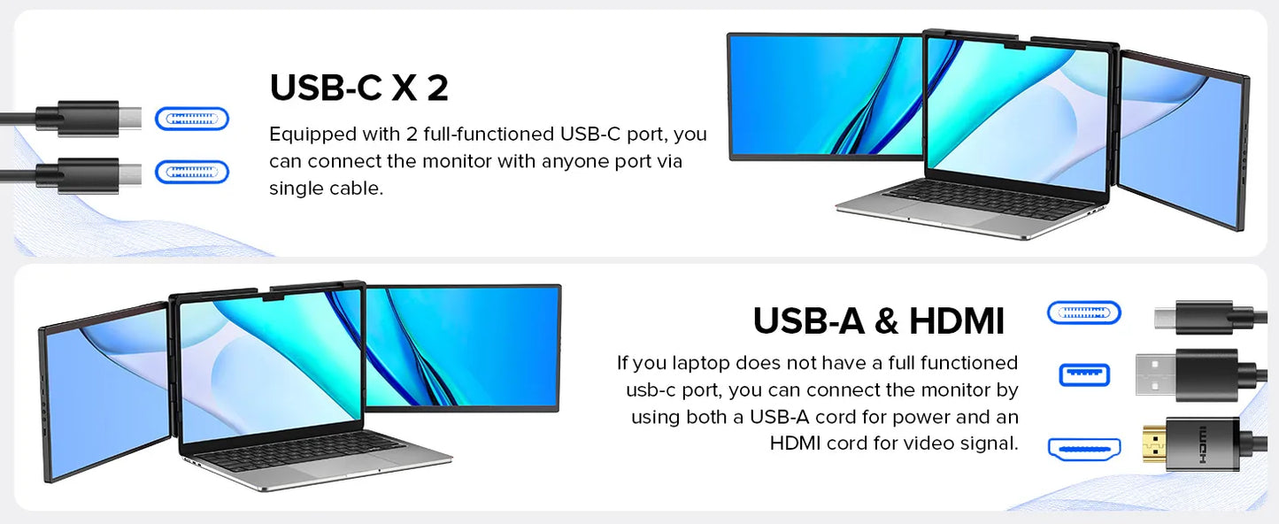 EVICIV Portable Monitor for Laptop 14 Inch 2K QHD Detachable Dual Triple Screen Extender Compatible Windows/Mac/Chrome Linux