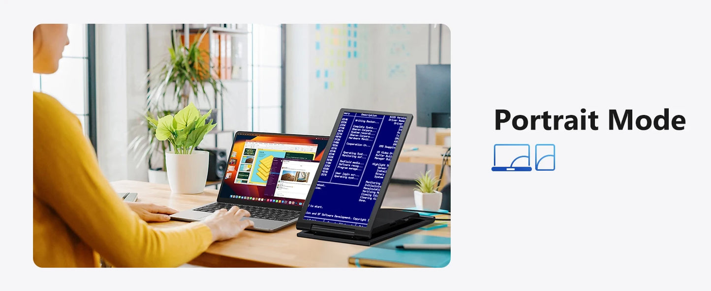 Amoudo 14 Inch 1920*1080P Dual Laptop Monitor IPS Portable Triple Monitor with USB-C Port for 14-16.5" Laptops Windows/Mac Xbox