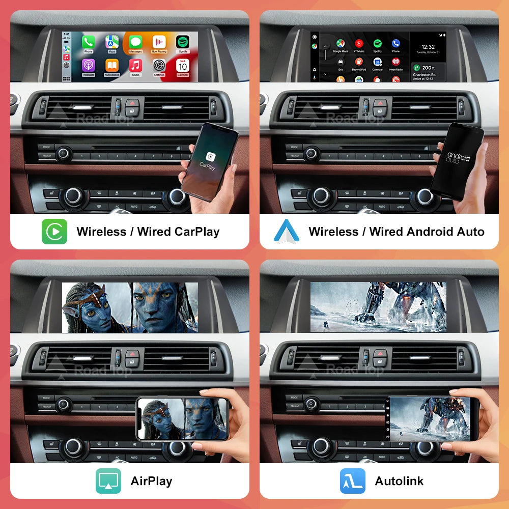 Wireless CarPlay Android Auto Car Radio Multimedia Player Linux Display Screen For BMW 5 Series F10 F11 2012-2017 CIC NBT