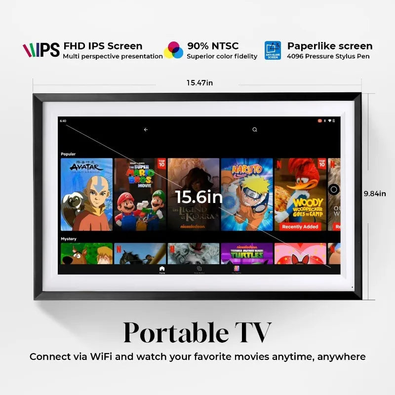 15.6" Digital Wall Calendar|Picture Frame with Anti-Glare Paper Touchscreen|Photos&Voice Assistant&Home Hub