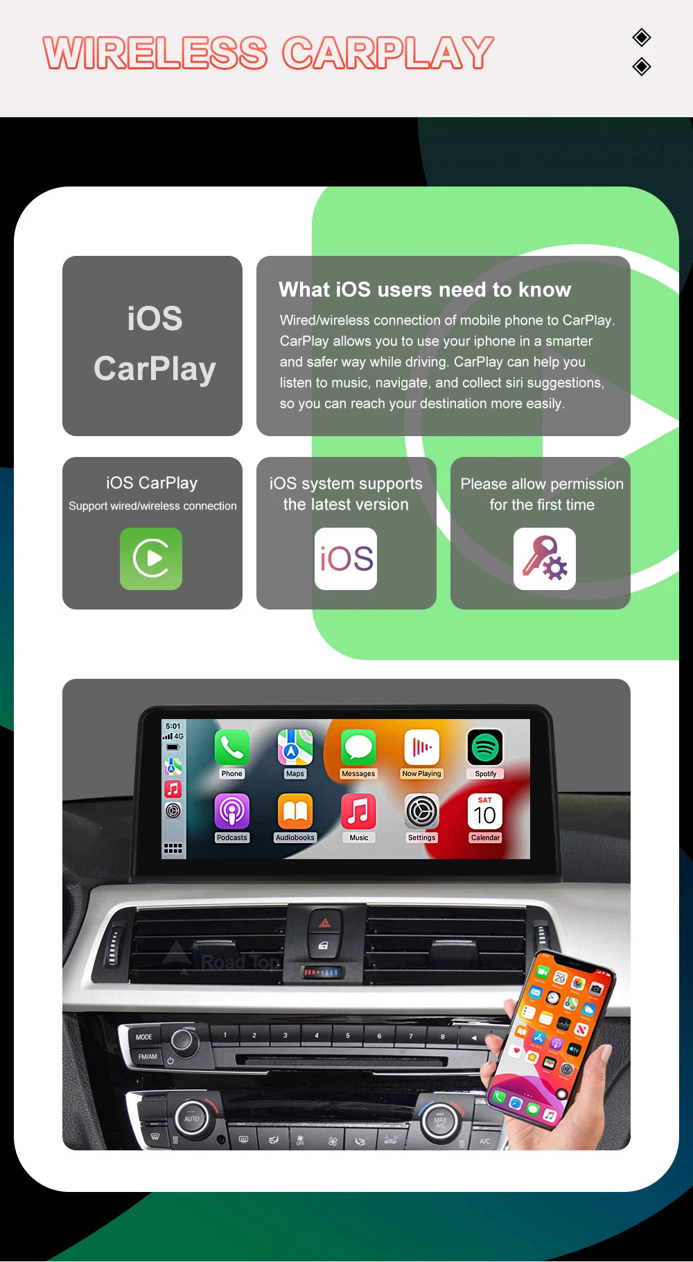 10.25'' 1920*720 Wireless Carplay Android Auto Multimedia Display For BMW 3 4 Series F30 F31 F32 F33 F34 F36 NBT Touch Screen