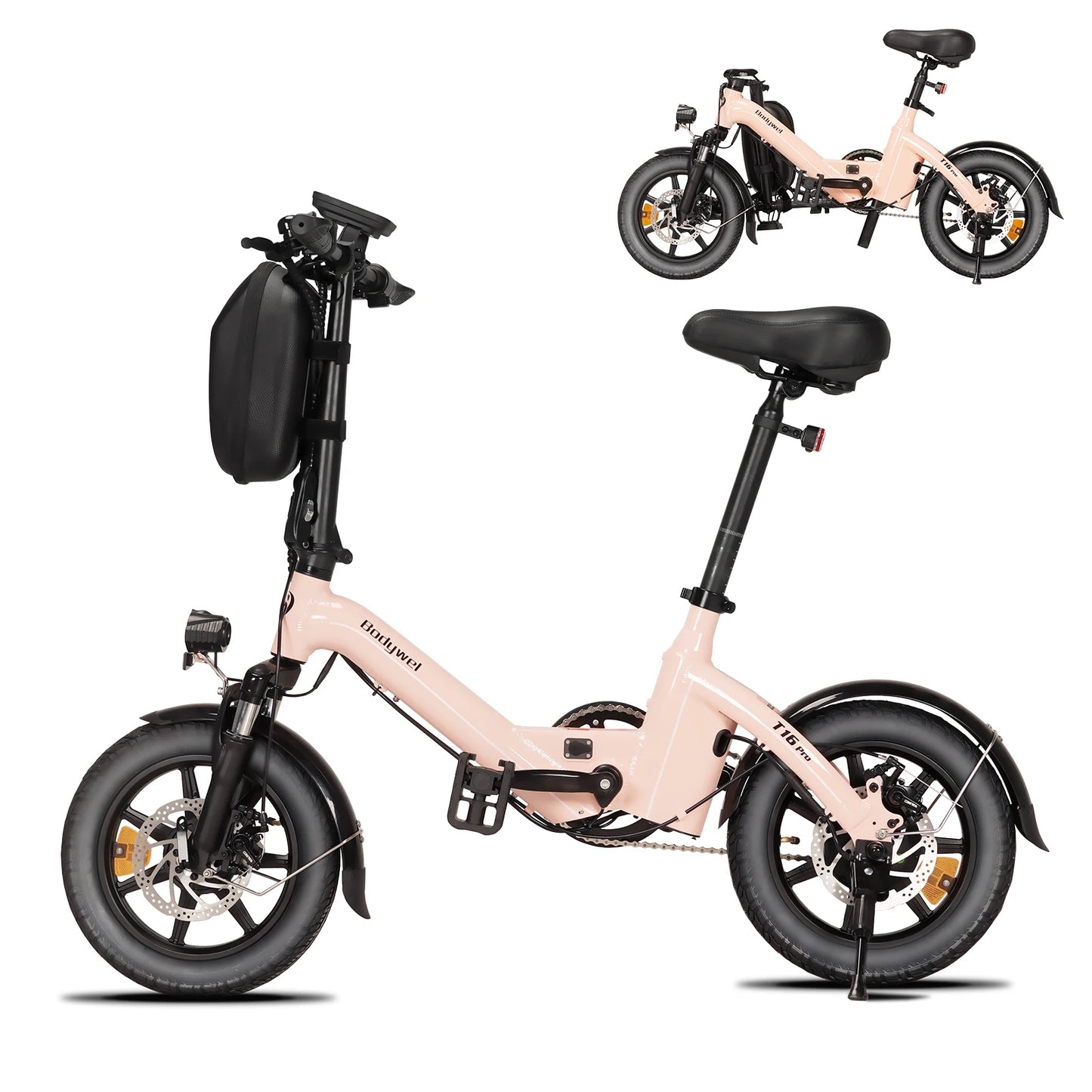Bodywel T16PRO 14" Foldable Electric Bike 250W 36V 7.8Ah Lithium Battery Adults City E-Bike with LCD Display, Dual Disc Brakes