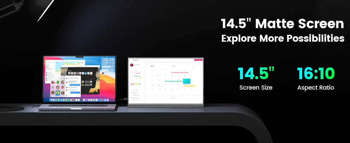 Amoudo 14.5 Inch 3840*2400P 60Hz Portable Monitor Laptop Computer Screen Dual USB C HDMI Second Screen for PS4/5 Xbox Switch PC