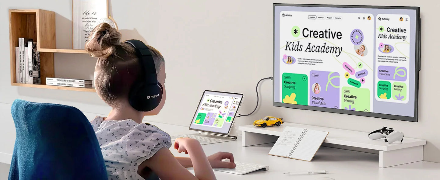 EVICIV 23.8" 120Hz Large Portable Monitor 1080P w/180° Adjustable Stand USB-C HDMI External Laptop Display for PS5/4 Desktop Mac