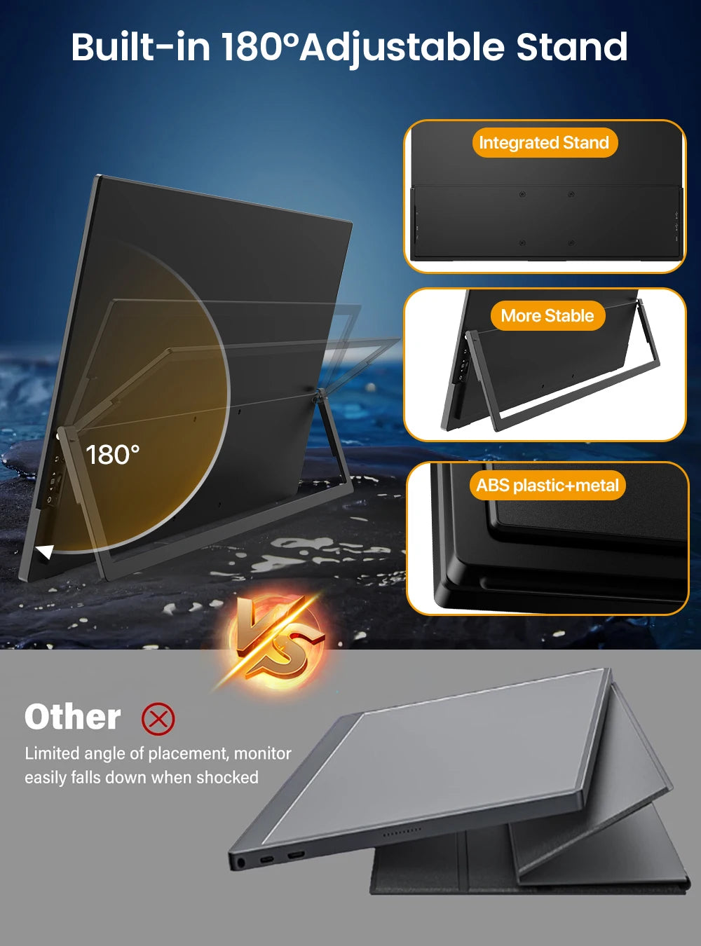 UPERFECT 18.5" Touchscreen Smart Portable Monitor with Metal Frame FreeSync 100%sRGB HDR 120Hz Gaming Screen Extender for Laptop