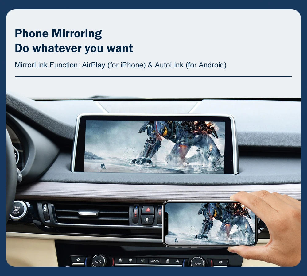 Road Top Wireless CarPlay Android Auto for BMW NBT EVO X5 F15 X6 F16 2014-2020 X1 F48 2016-2020 with Car Play Functions Airplay