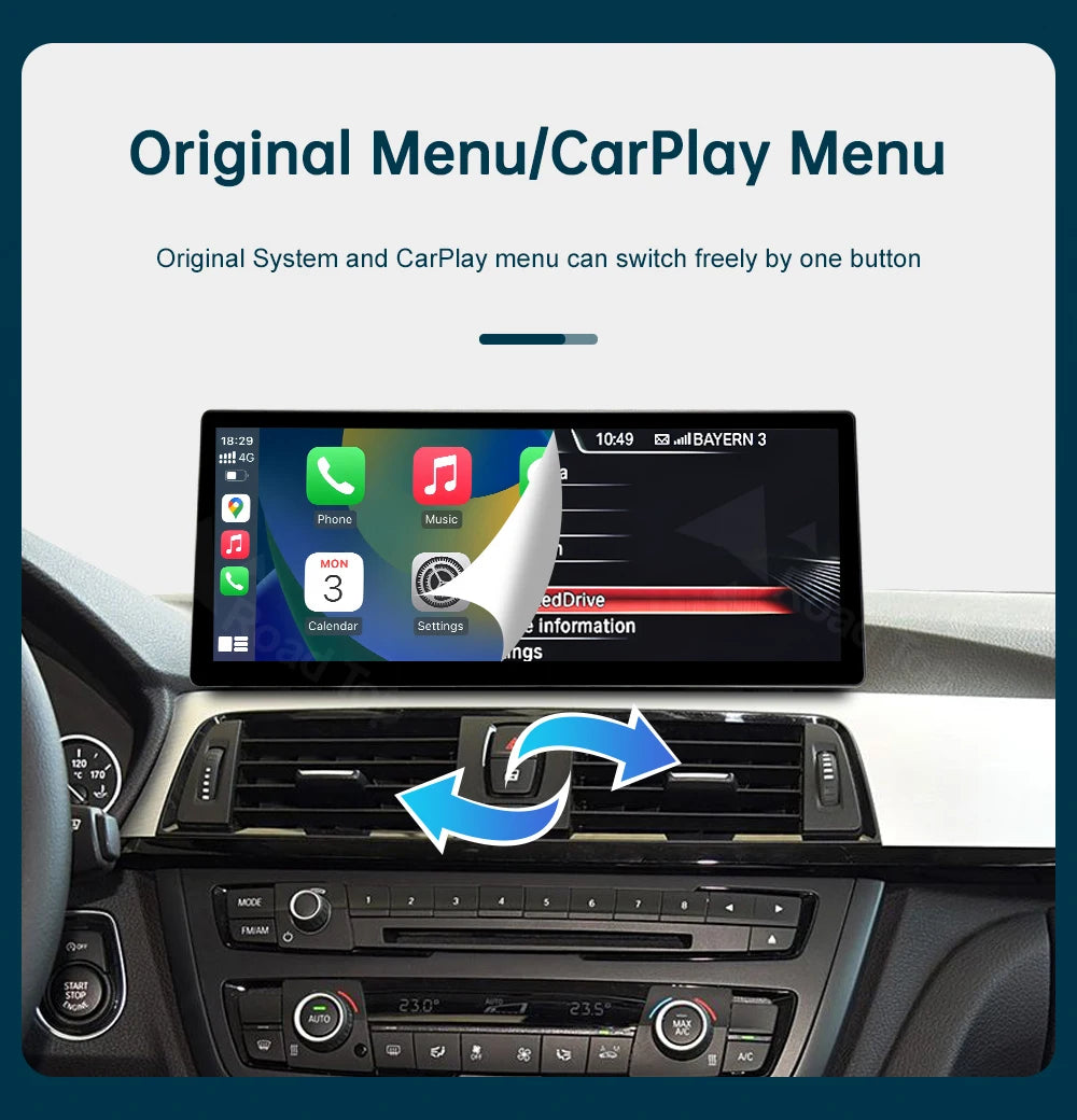12.3 Wireless CarPlay Linux System Multimedia Display For BMW Series 3 4 F30 F31 F32 F33 F34 F36 2012-2018 Android Auto Airplay