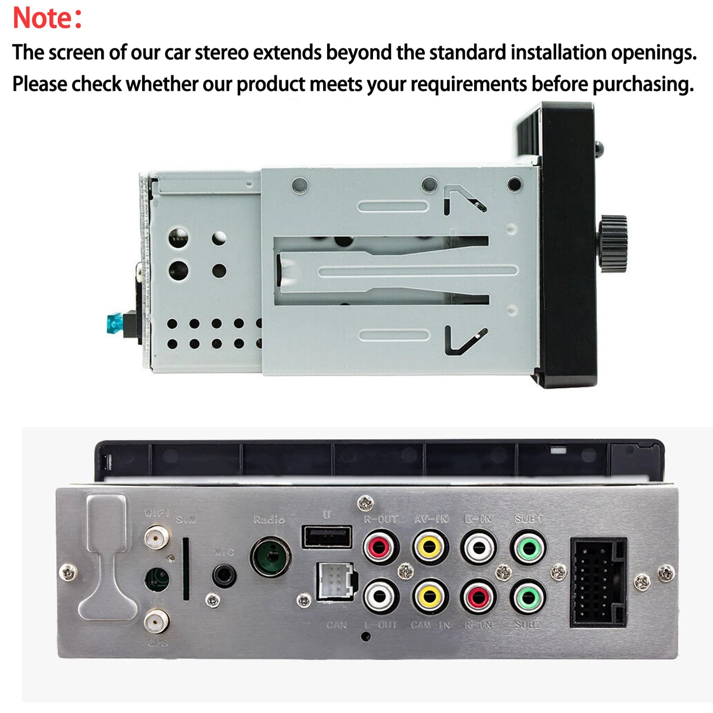 ESSGOO 6.86" Android 14 1 DIN 4+64G Car Stereo Radio Carplay Android Auto 1DIN GPS NAV Wifi BT RDS WIFI BT USB Type-C Universal