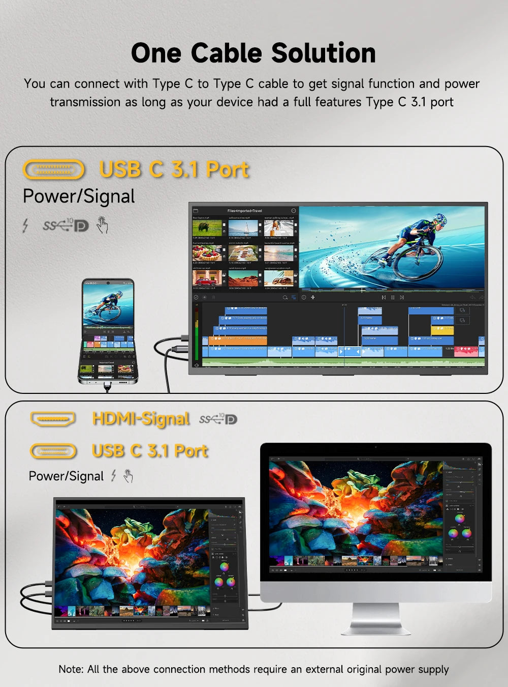 EVICIV 23.8" 120Hz Large Portable Monitor 1080P w/180° Adjustable Stand USB-C HDMI External Laptop Display for PS5/4 Desktop Mac