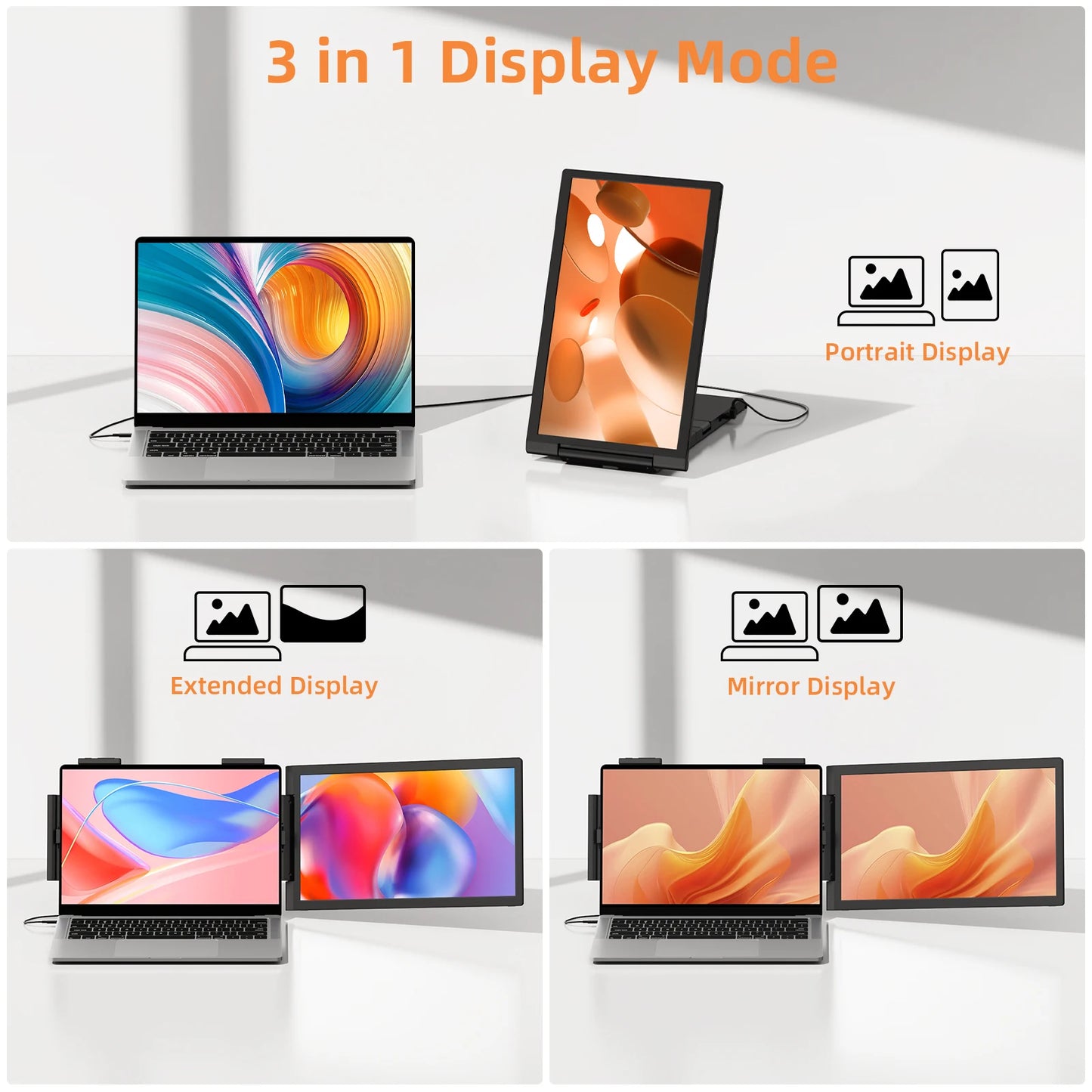 Amoudo 14 Inch Laptop Screen Extender 1920*1080P IPS Portable Monitor with USB-C HDMI Port for Windows Mac Switch PS5 Xbox